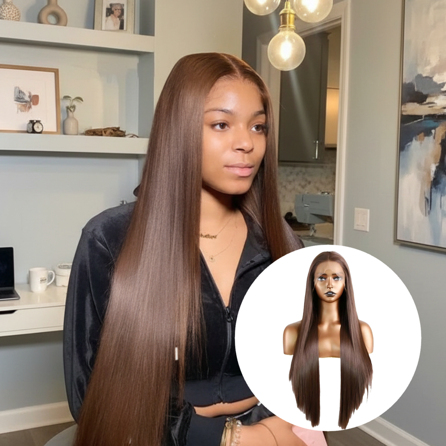 Classic Brown Straight Lace Front Wig