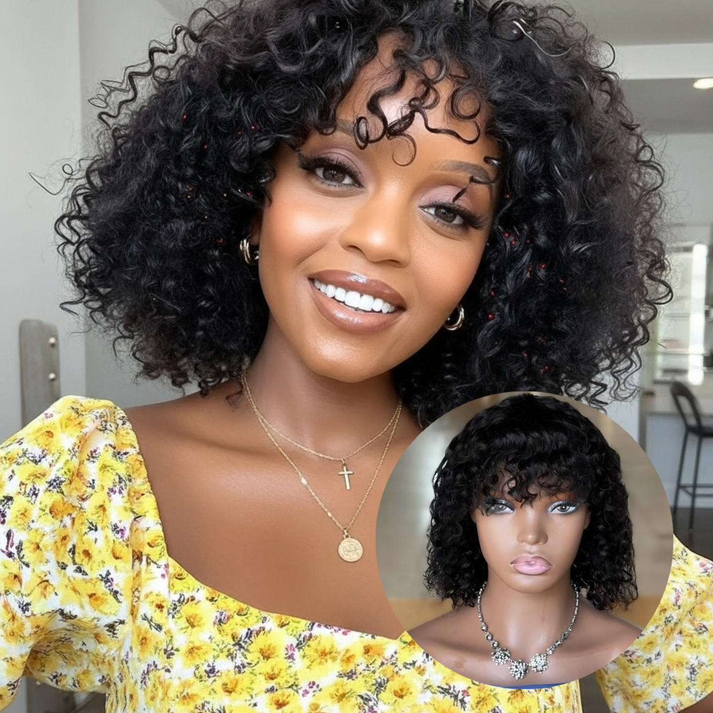 Natural Black Curly Wig